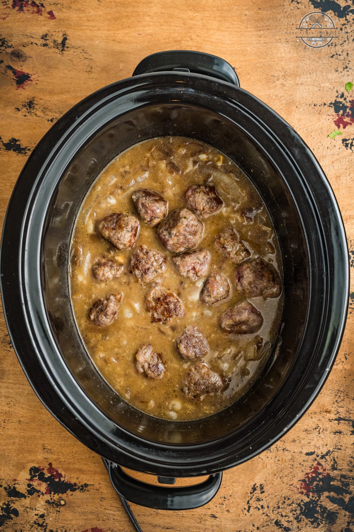 Crockpot French Onion Meatballs