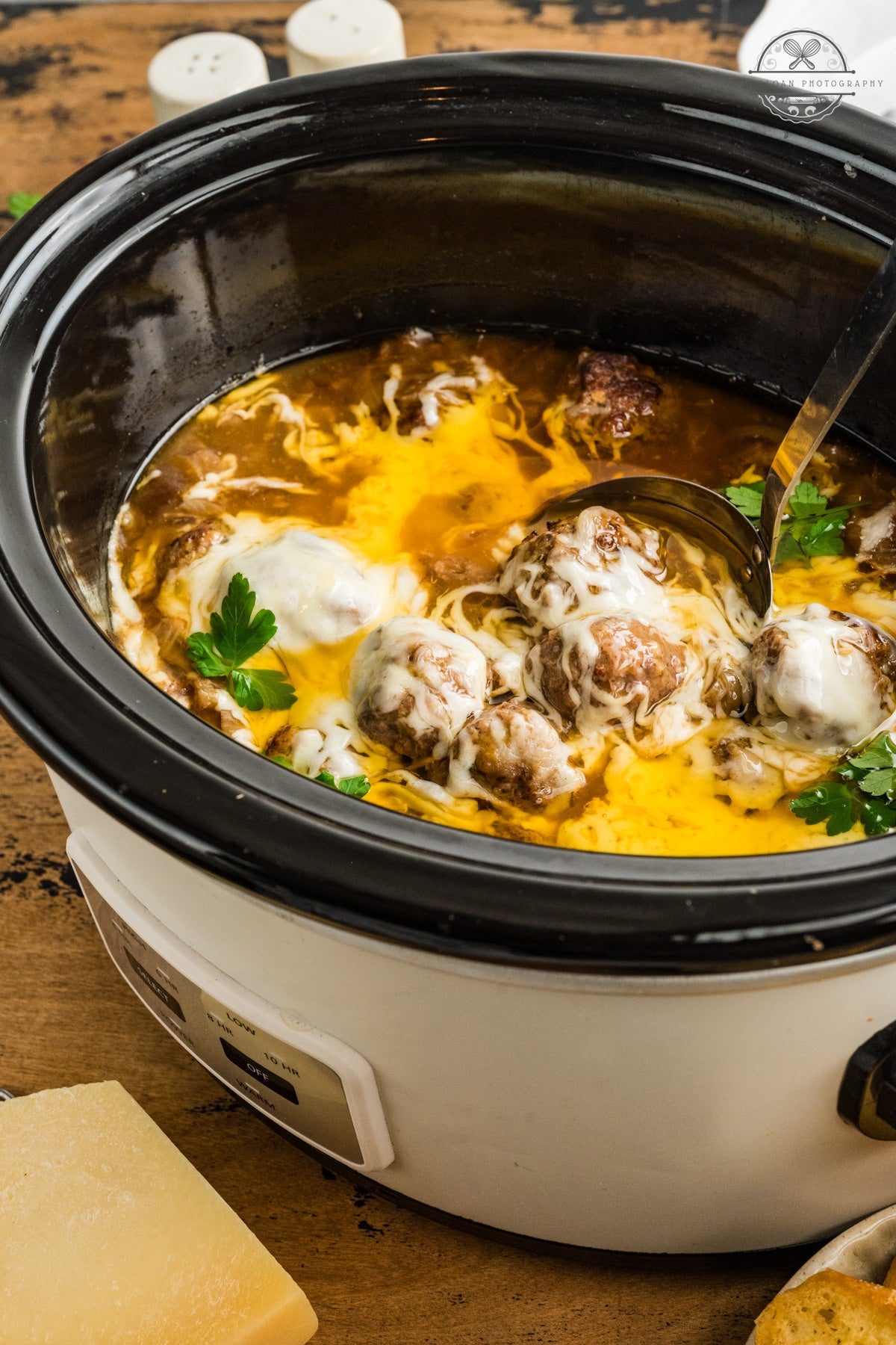 Crockpot French Onion Meatballs