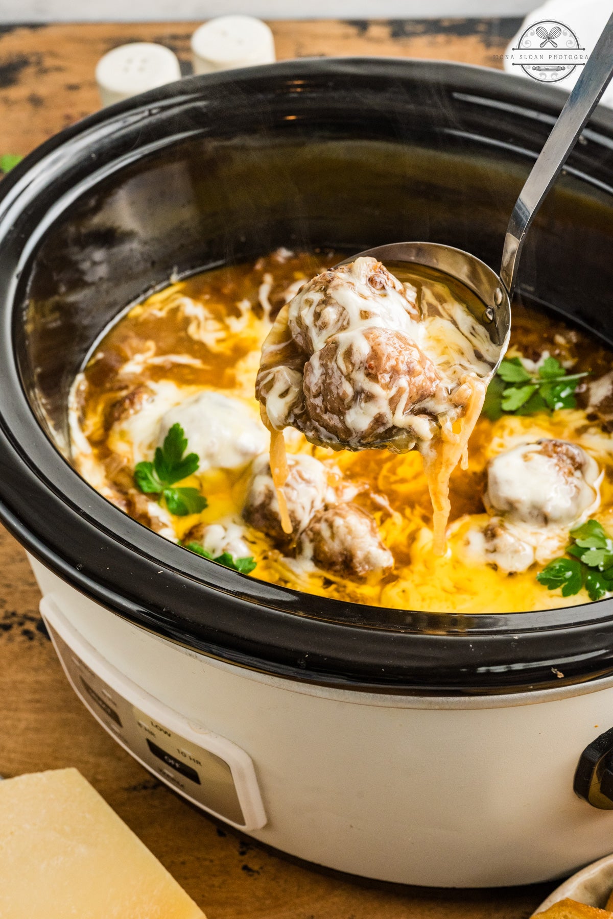 Crockpot French Onion Meatballs