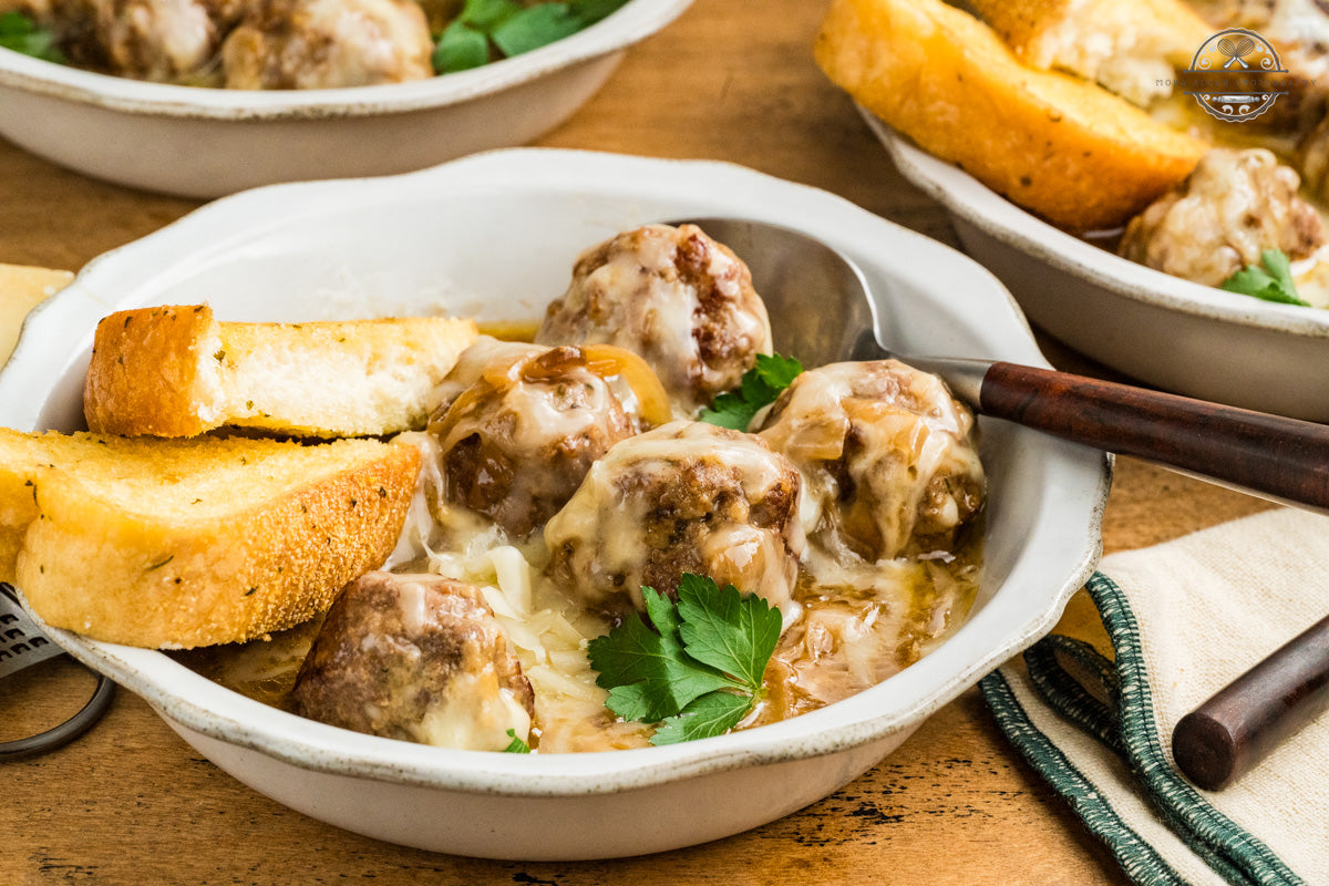 Crockpot French Onion Meatballs