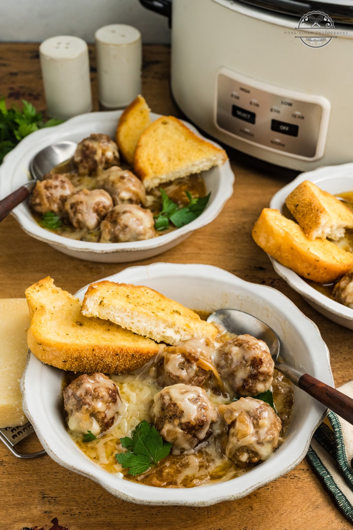 Crockpot French Onion Meatballs