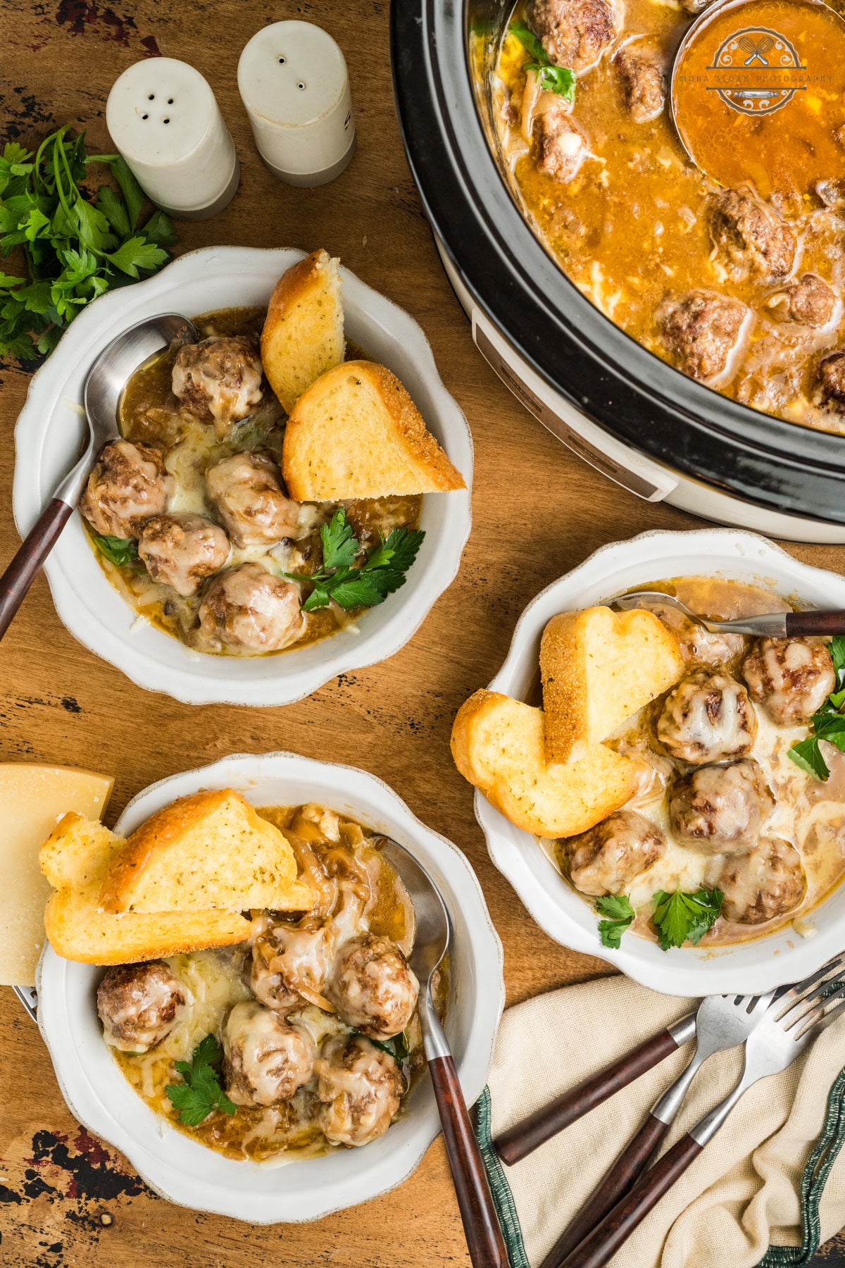 Crockpot French Onion Meatballs