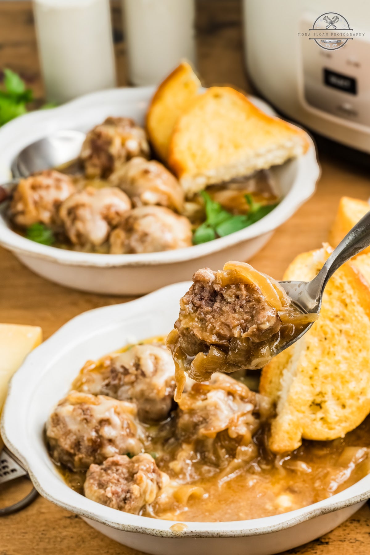 Crockpot French Onion Meatballs