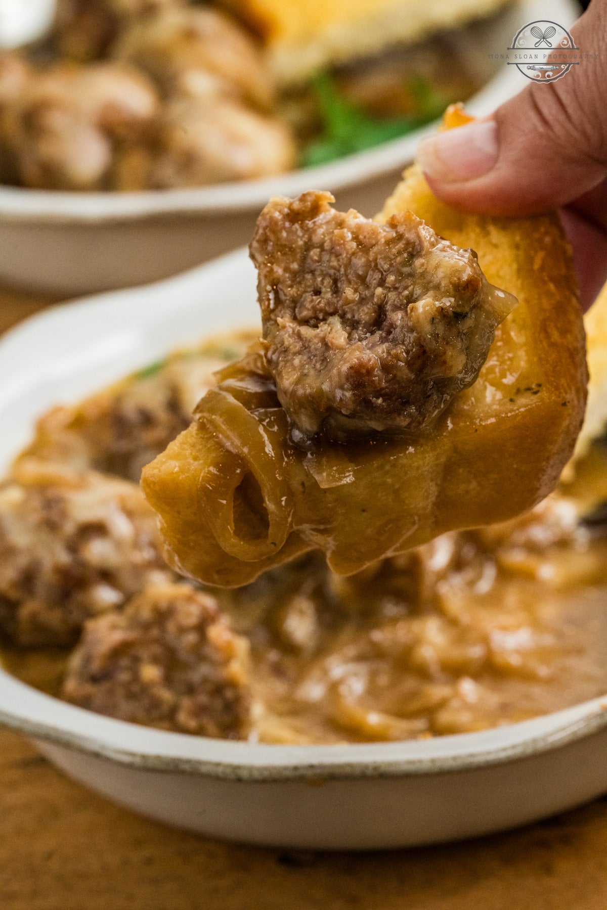 Crockpot French Onion Meatballs