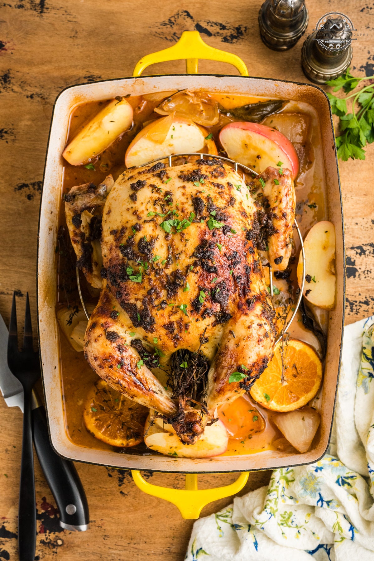 Apple Cider Herb Roasted Whole Chicken