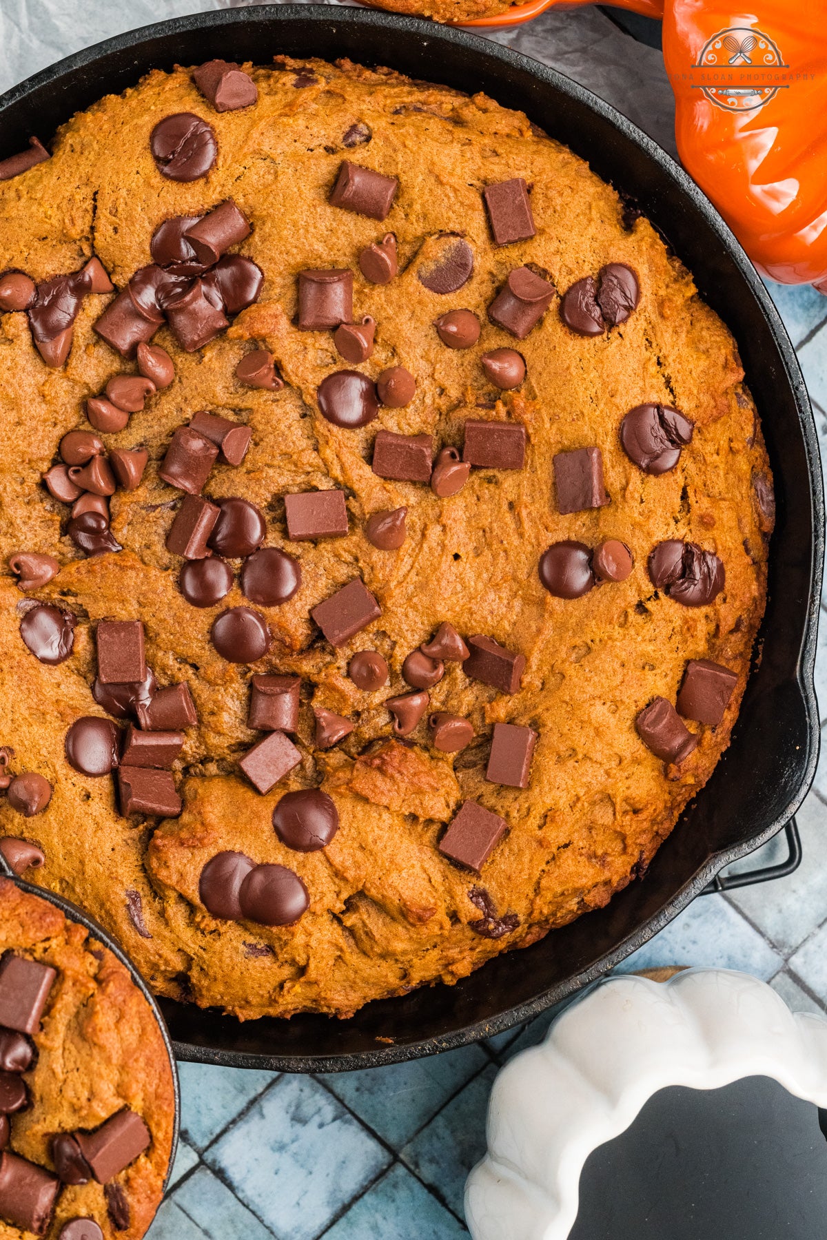 Pumpkin Chocolate Chip Skillet Cookie