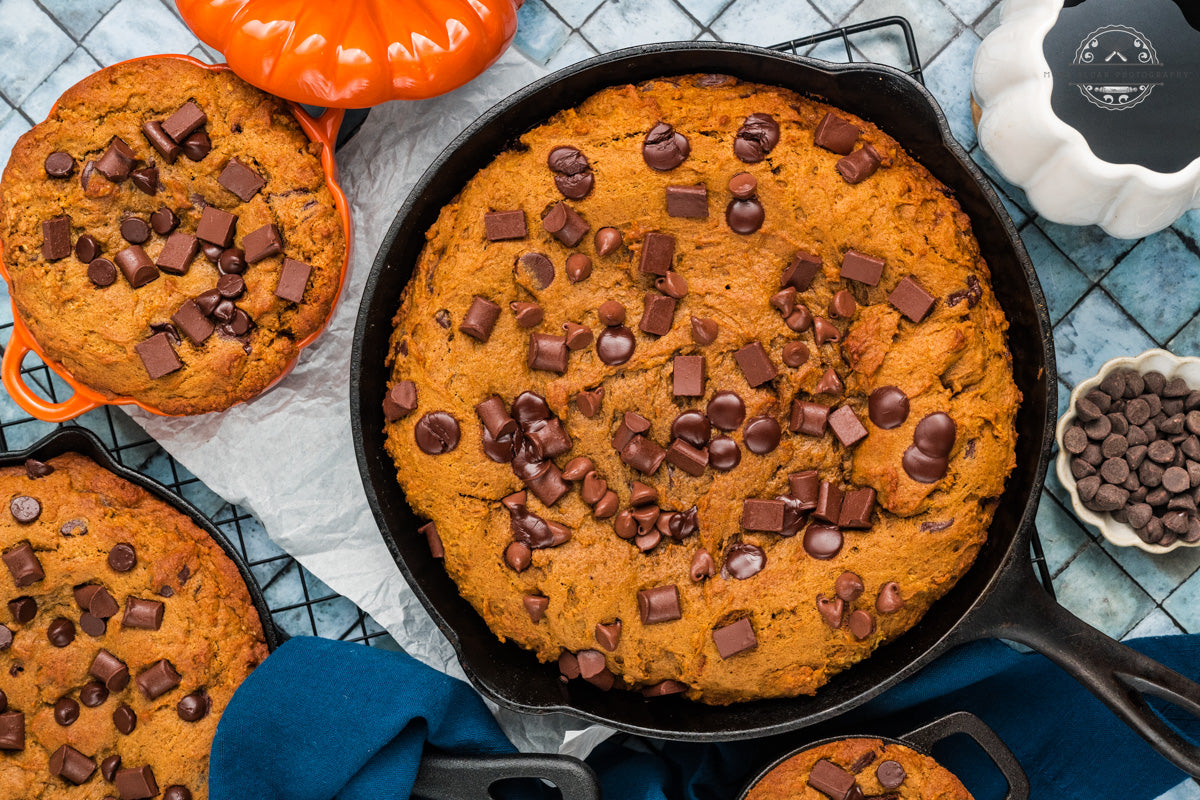 Pumpkin Chocolate Chip Skillet Cookie