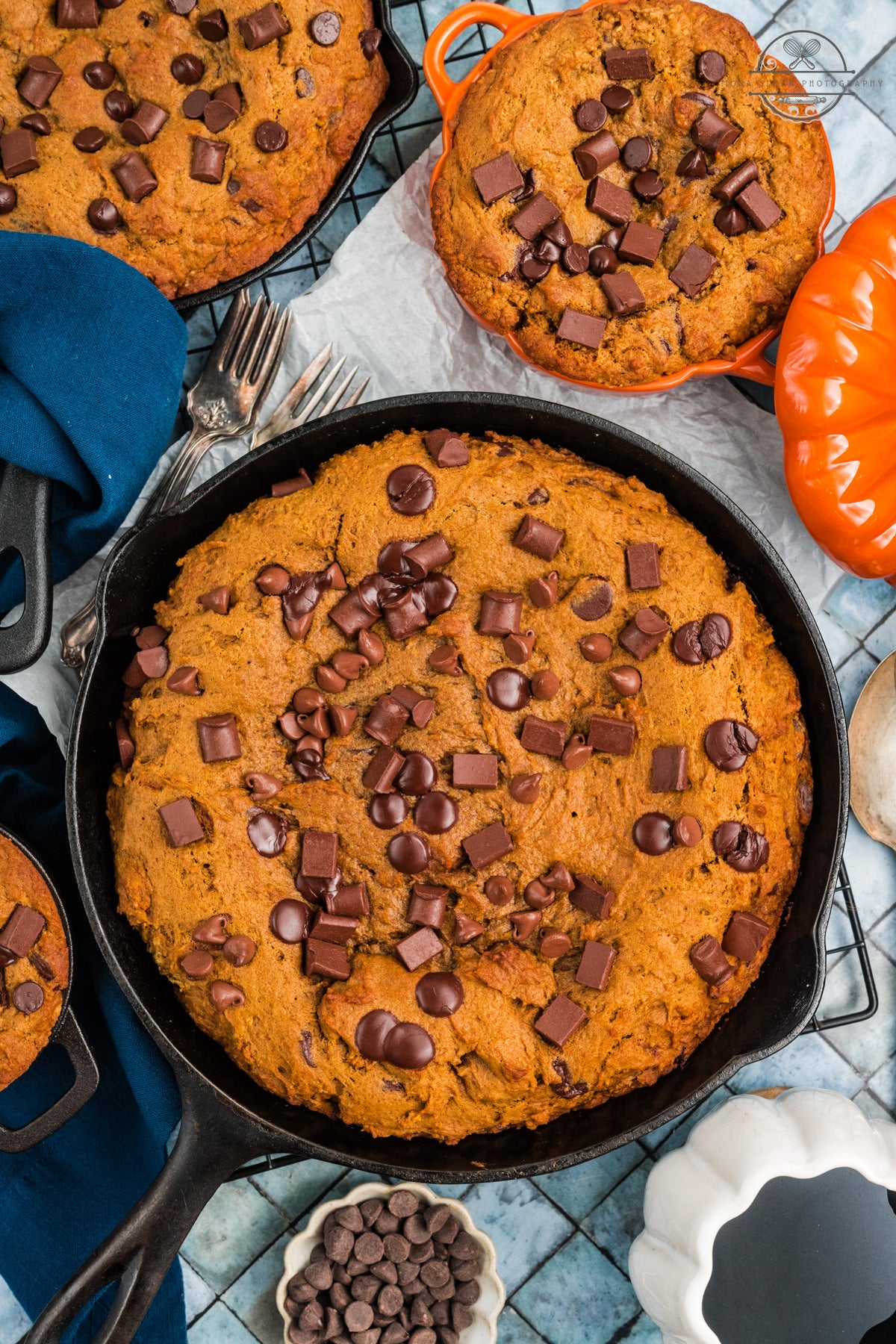 Pumpkin Chocolate Chip Skillet Cookie