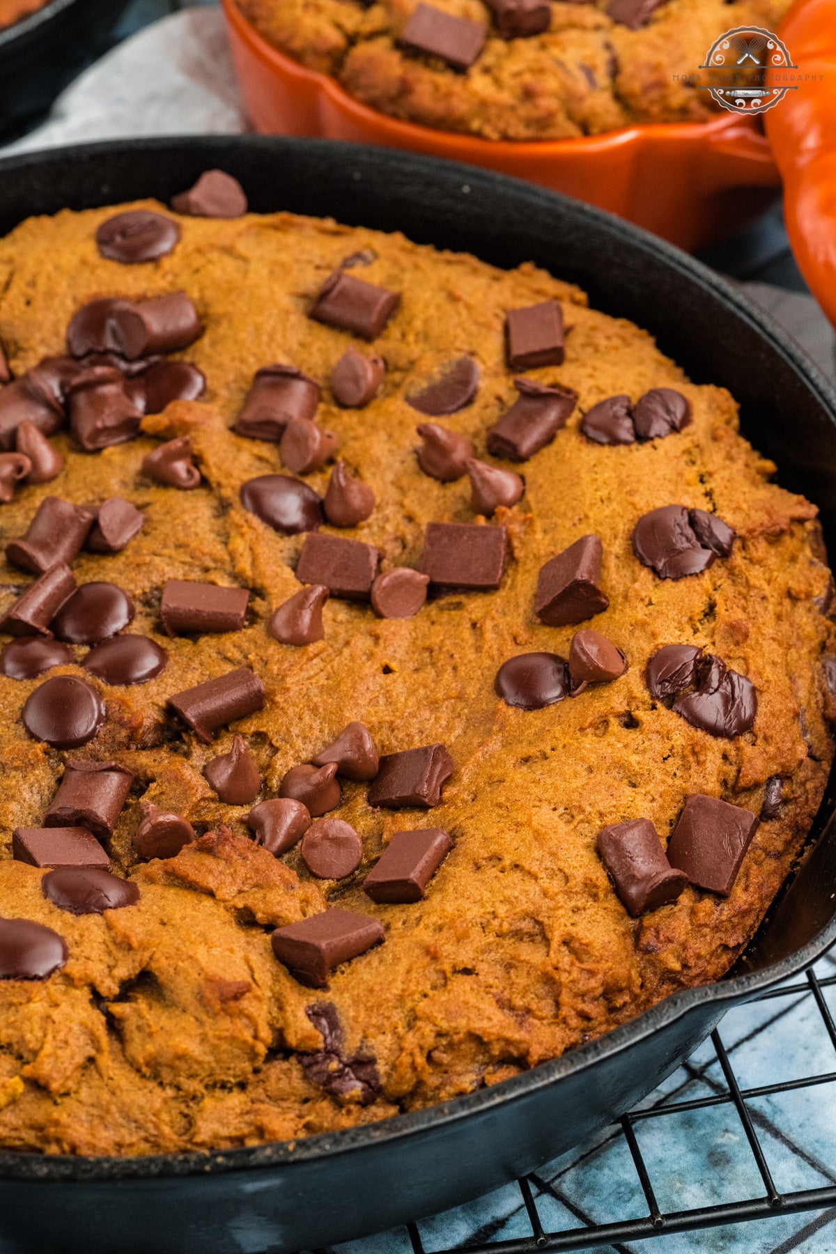 Pumpkin Chocolate Chip Skillet Cookie