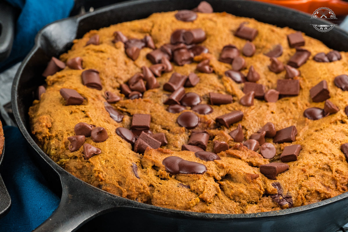Pumpkin Chocolate Chip Skillet Cookie