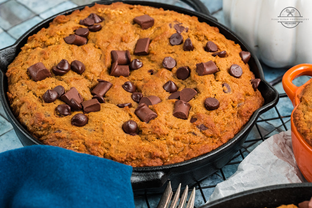 Pumpkin Chocolate Chip Skillet Cookie