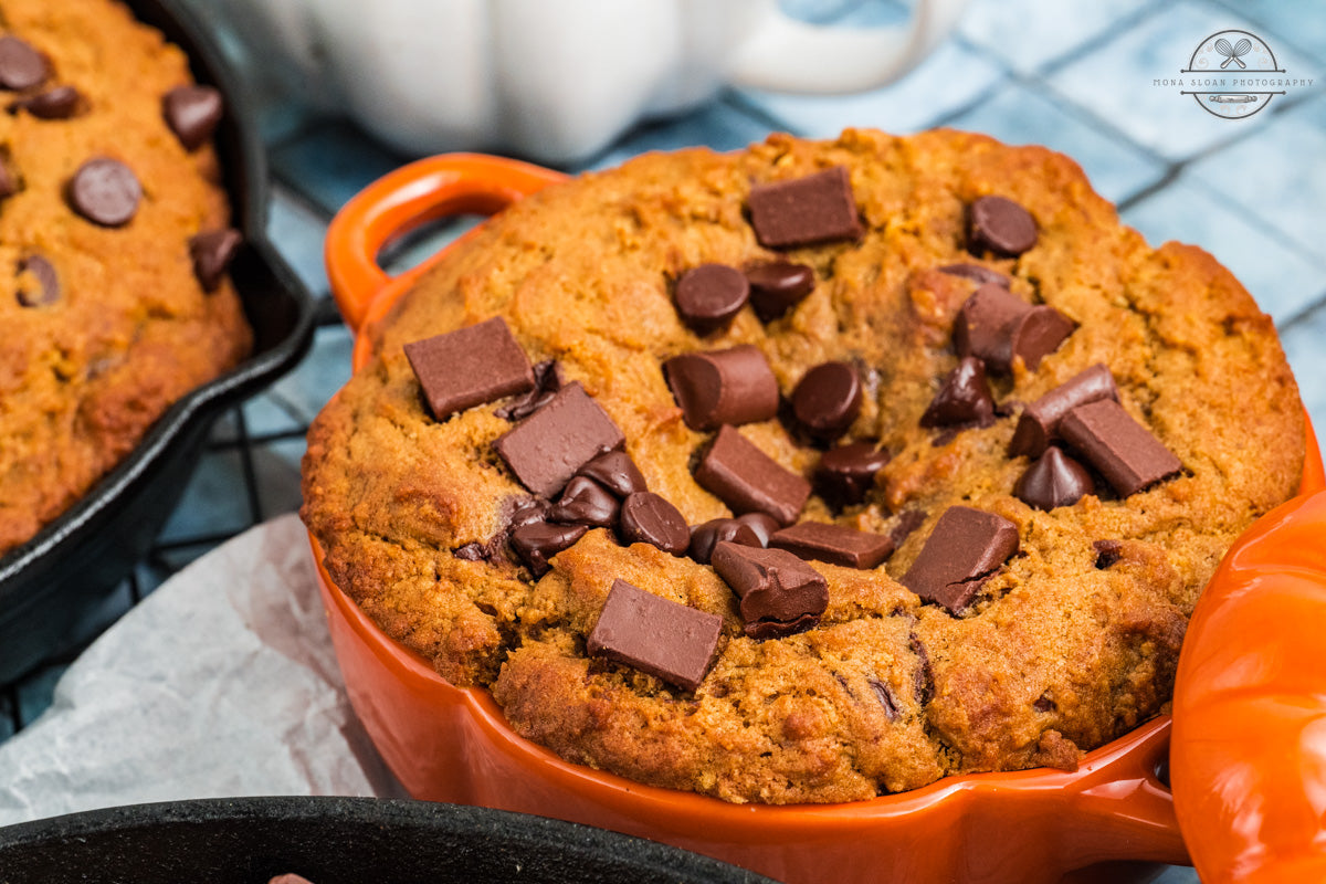 Pumpkin Chocolate Chip Skillet Cookie
