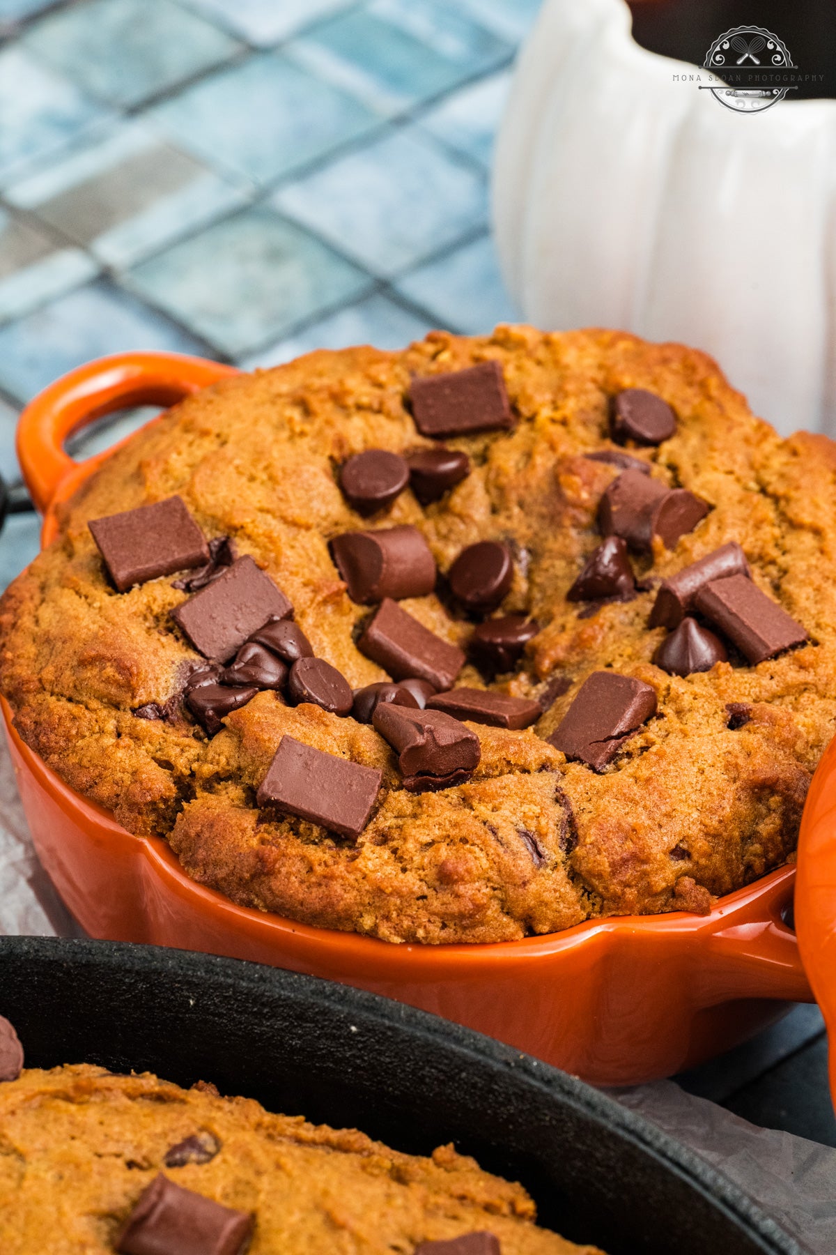 Pumpkin Chocolate Chip Skillet Cookie