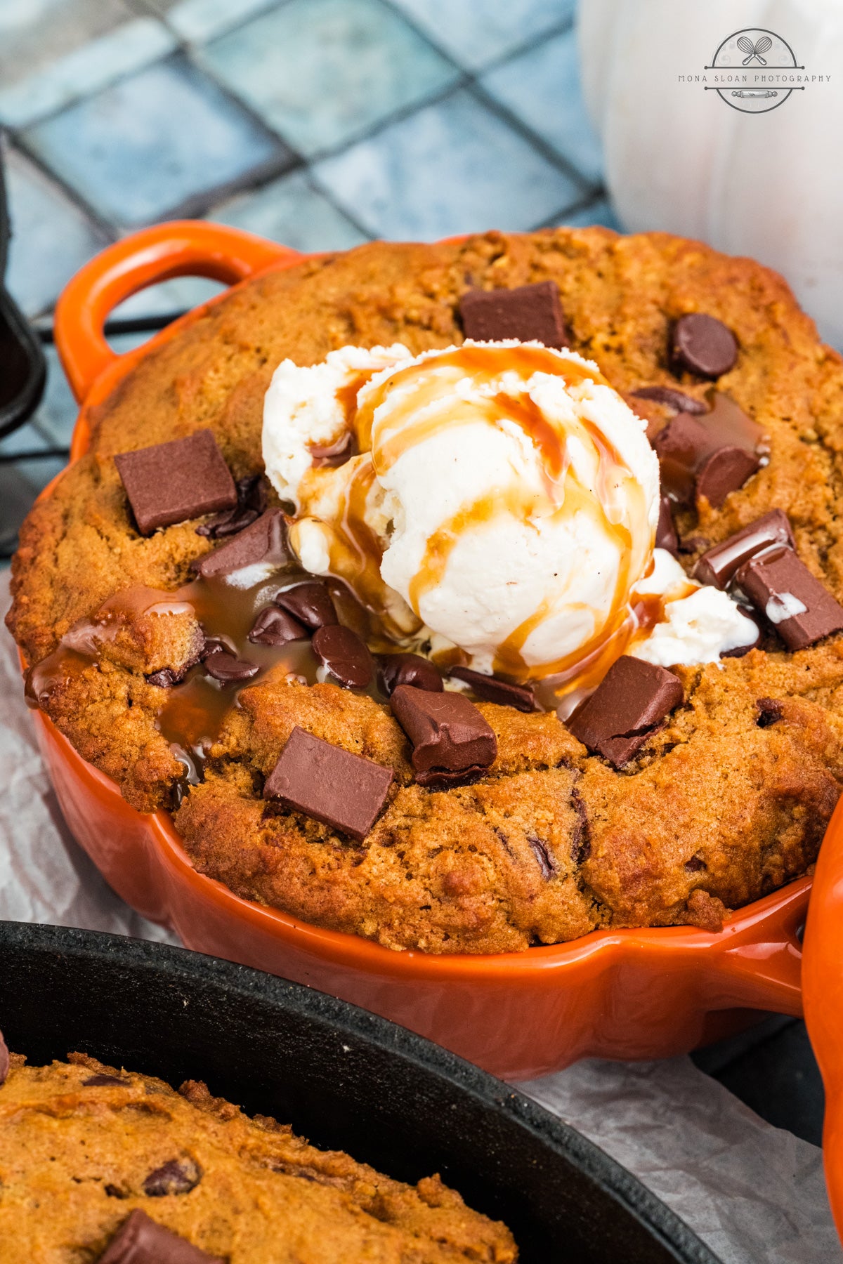 Pumpkin Chocolate Chip Skillet Cookie