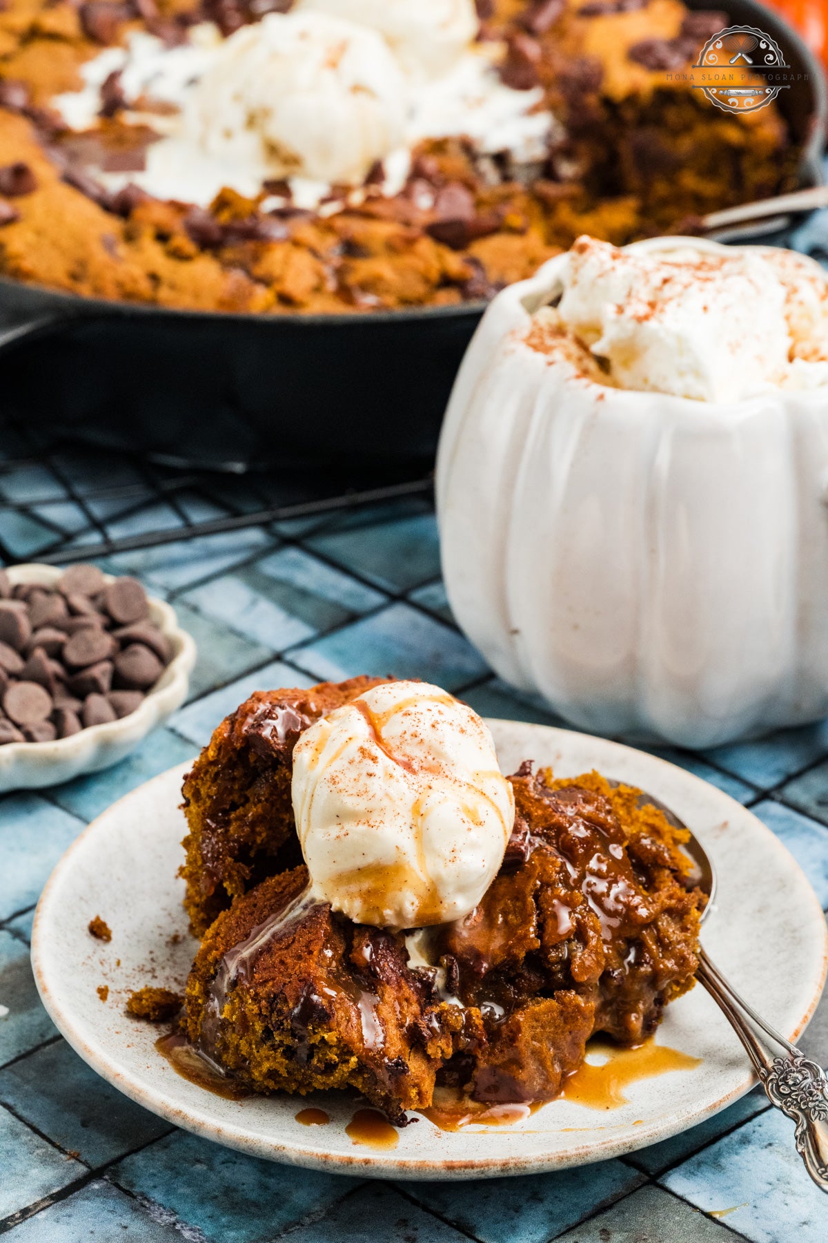 Pumpkin Chocolate Chip Skillet Cookie