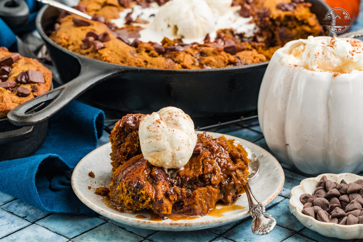 Pumpkin Chocolate Chip Skillet Cookie