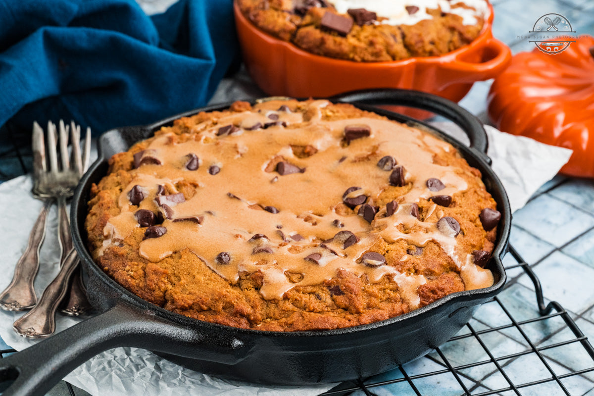 Pumpkin Chocolate Chip Skillet Cookie