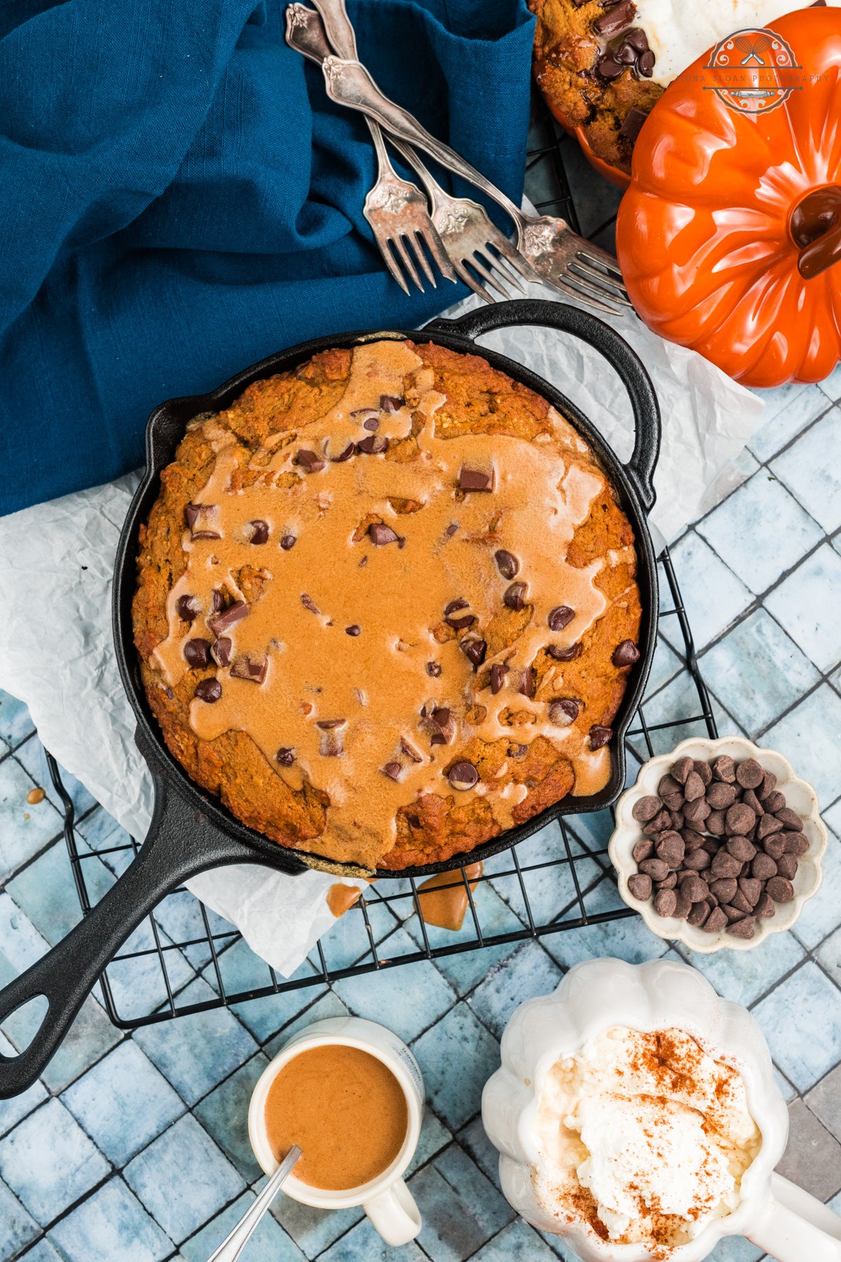 Pumpkin Chocolate Chip Skillet Cookie