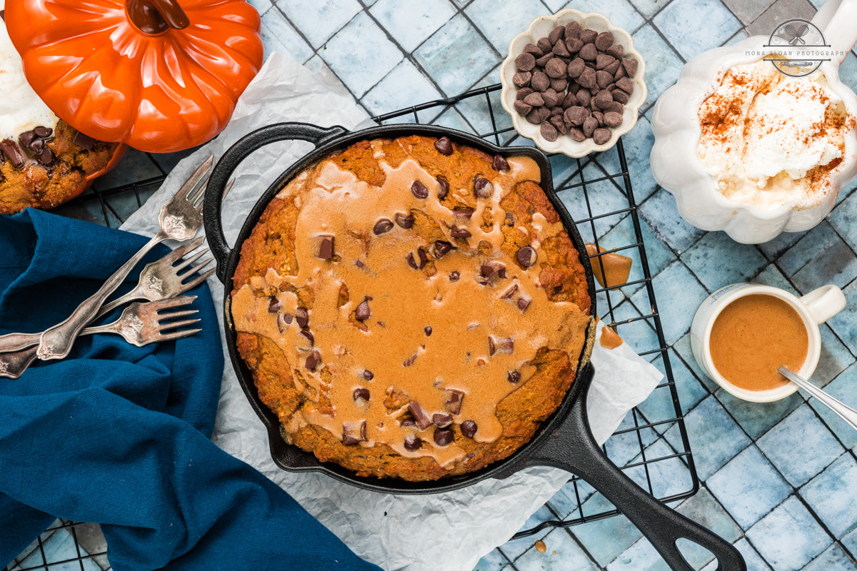 Pumpkin Chocolate Chip Skillet Cookie