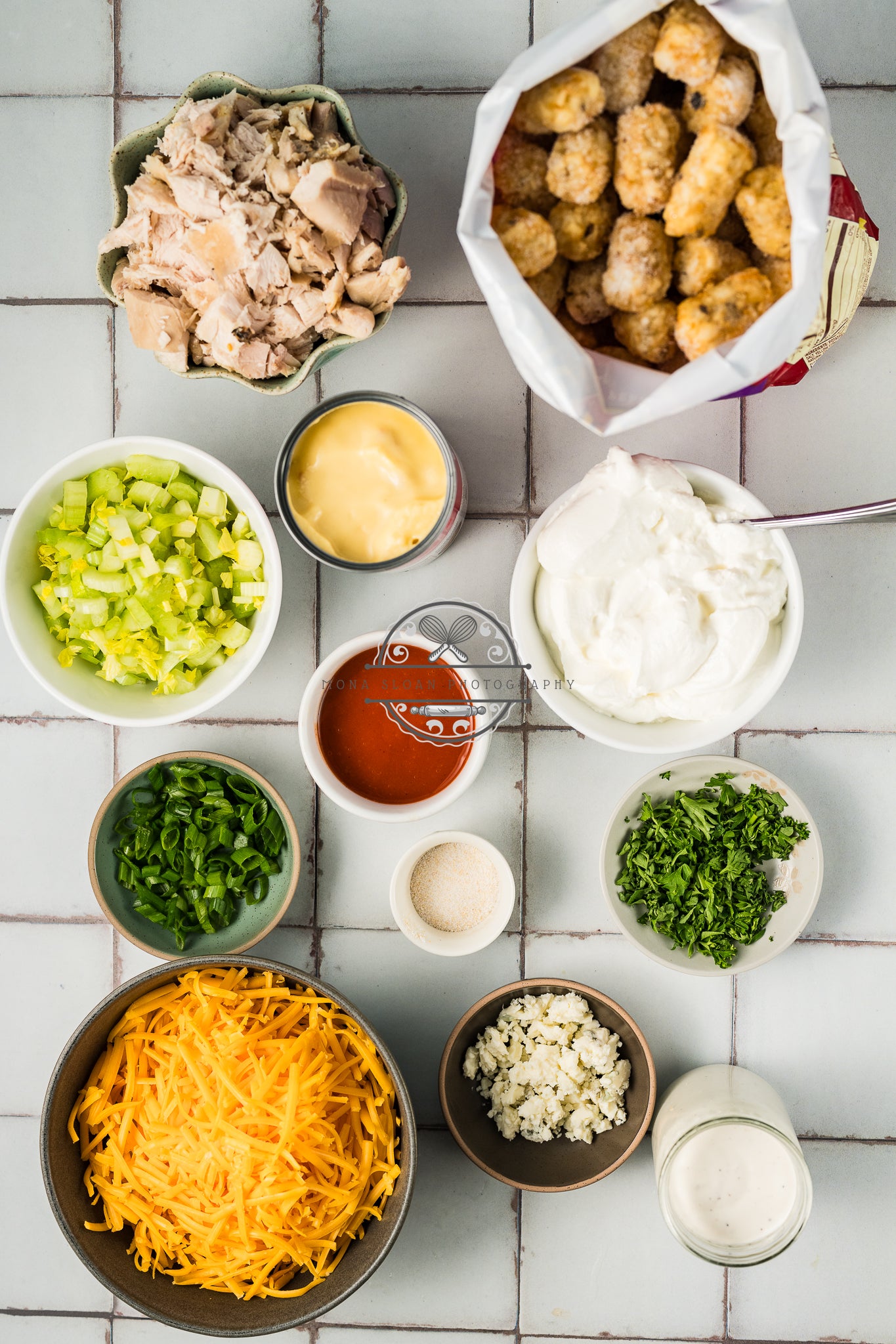 Buffalo Chicken Tater Tot Casserole