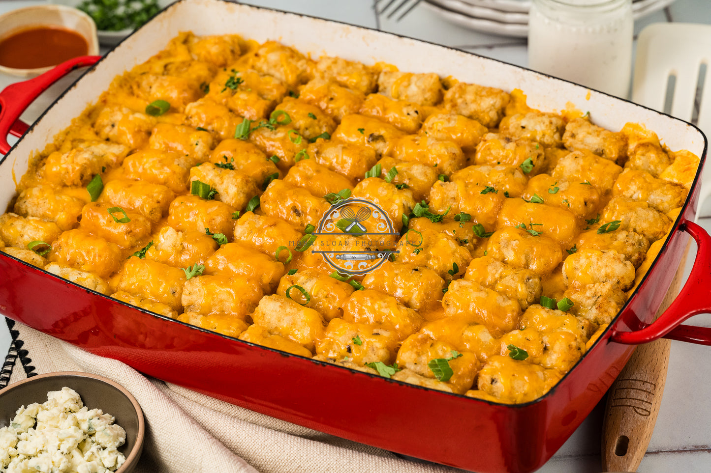 Buffalo Chicken Tater Tot Casserole