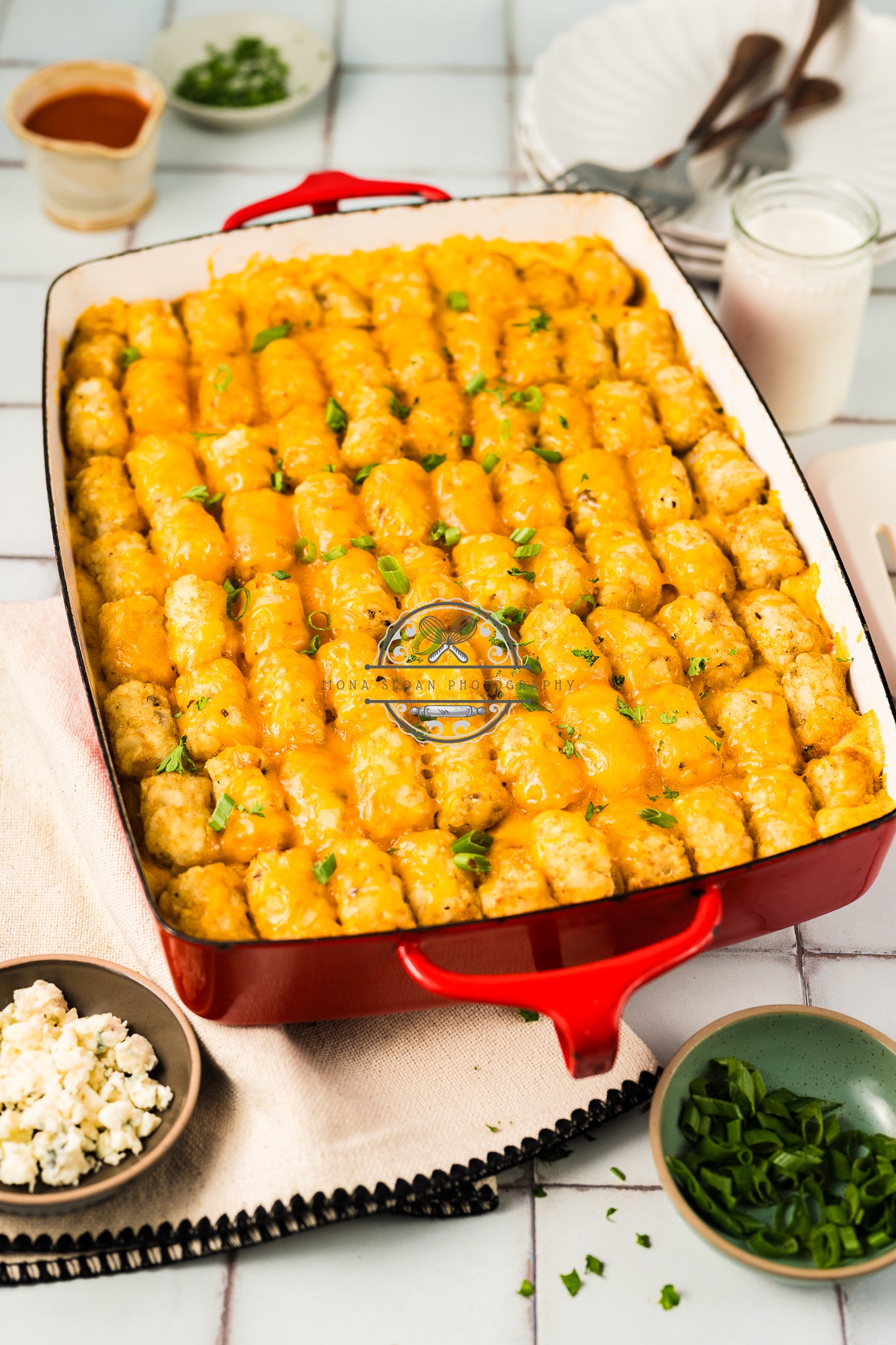 Buffalo Chicken Tater Tot Casserole