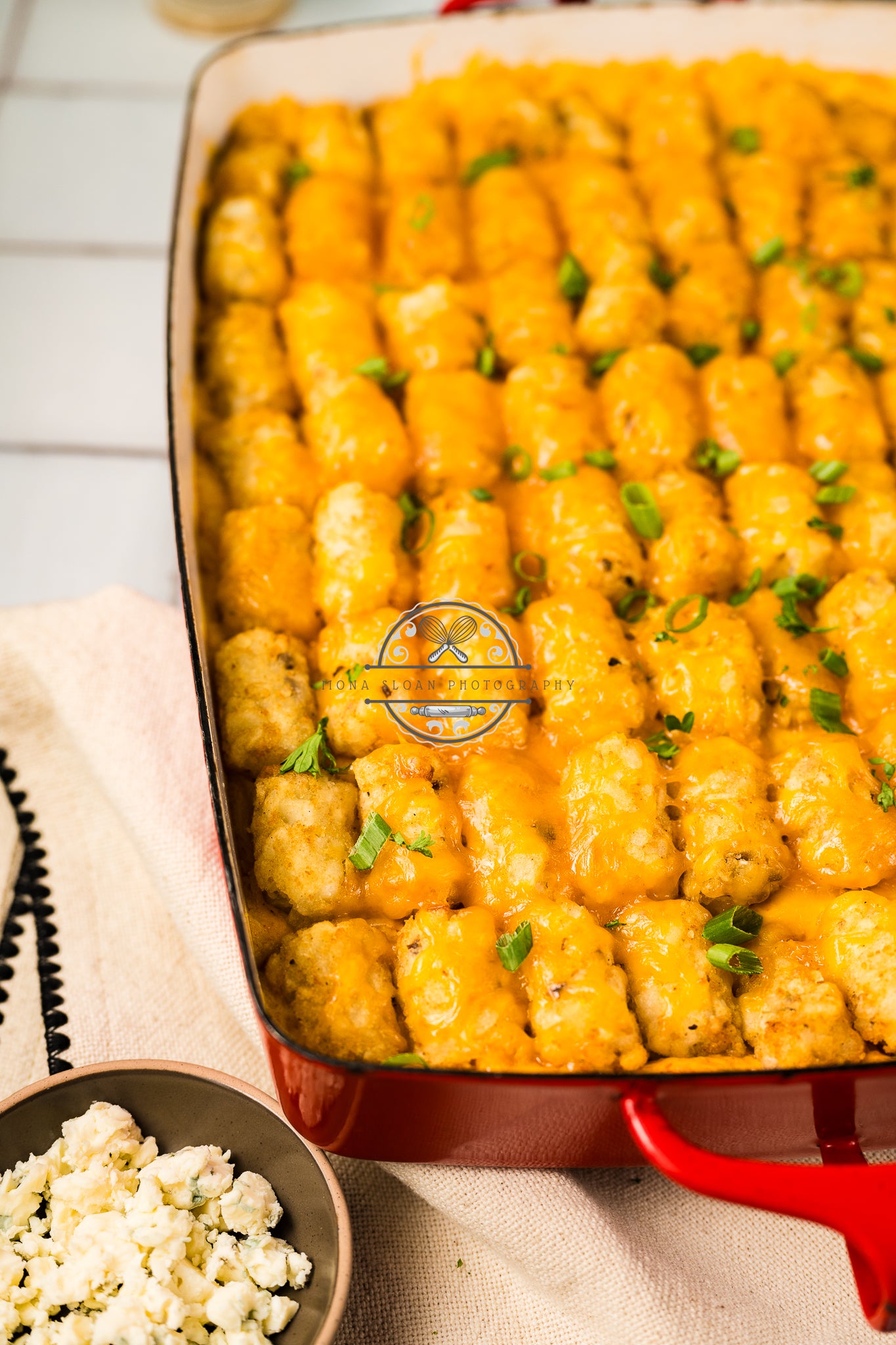 Buffalo Chicken Tater Tot Casserole