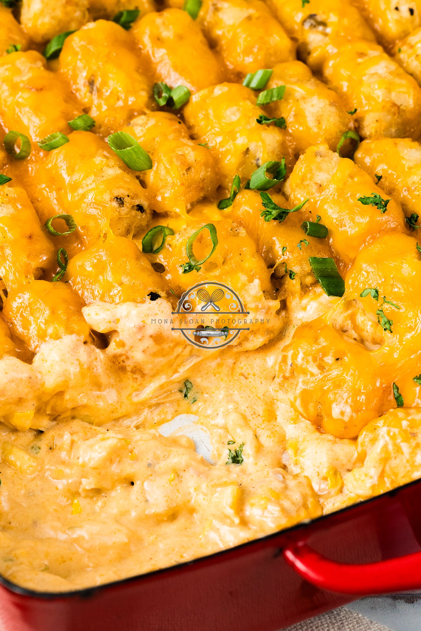 Buffalo Chicken Tater Tot Casserole