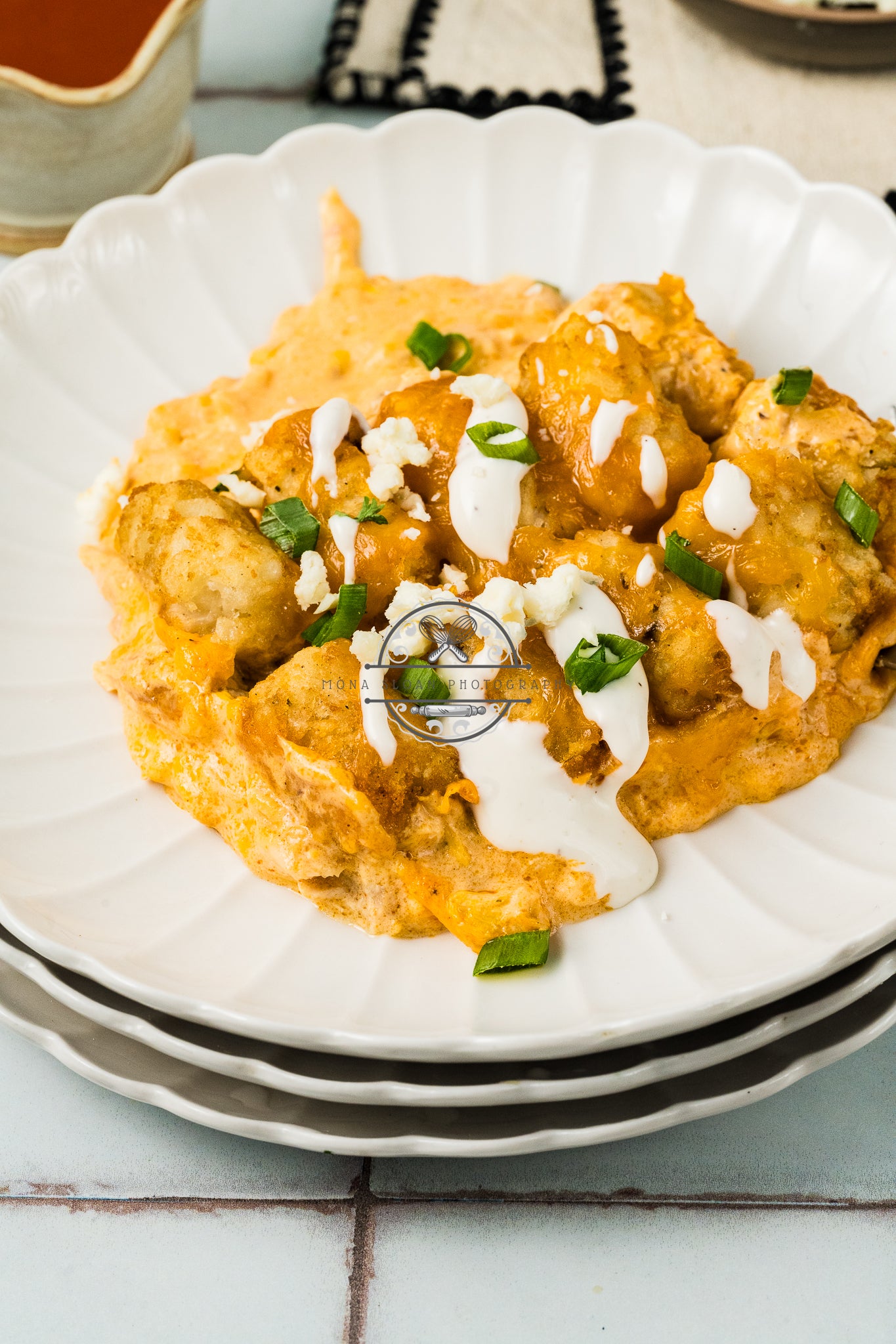 Buffalo Chicken Tater Tot Casserole