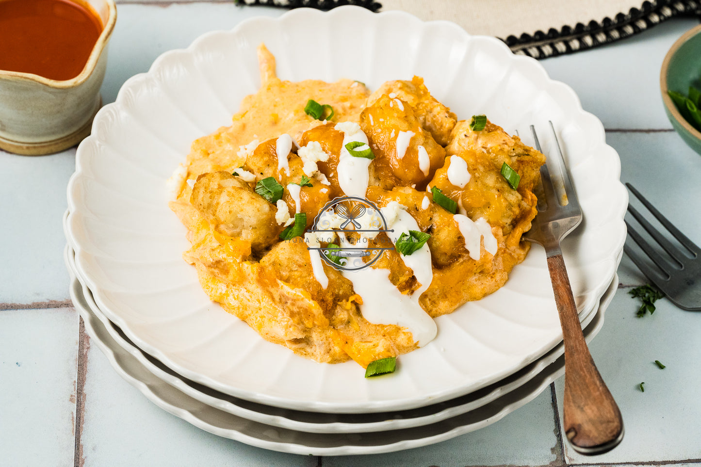 Buffalo Chicken Tater Tot Casserole