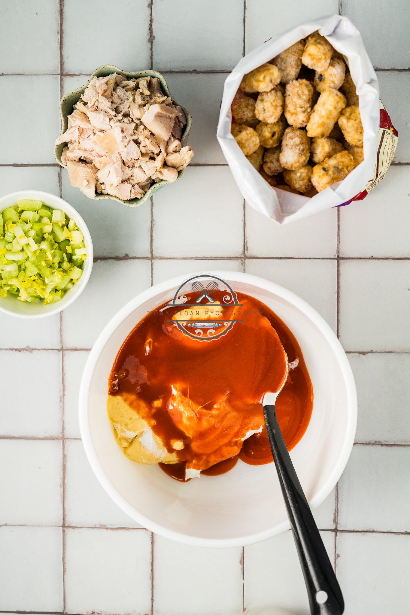 Buffalo Chicken Tater Tot Casserole