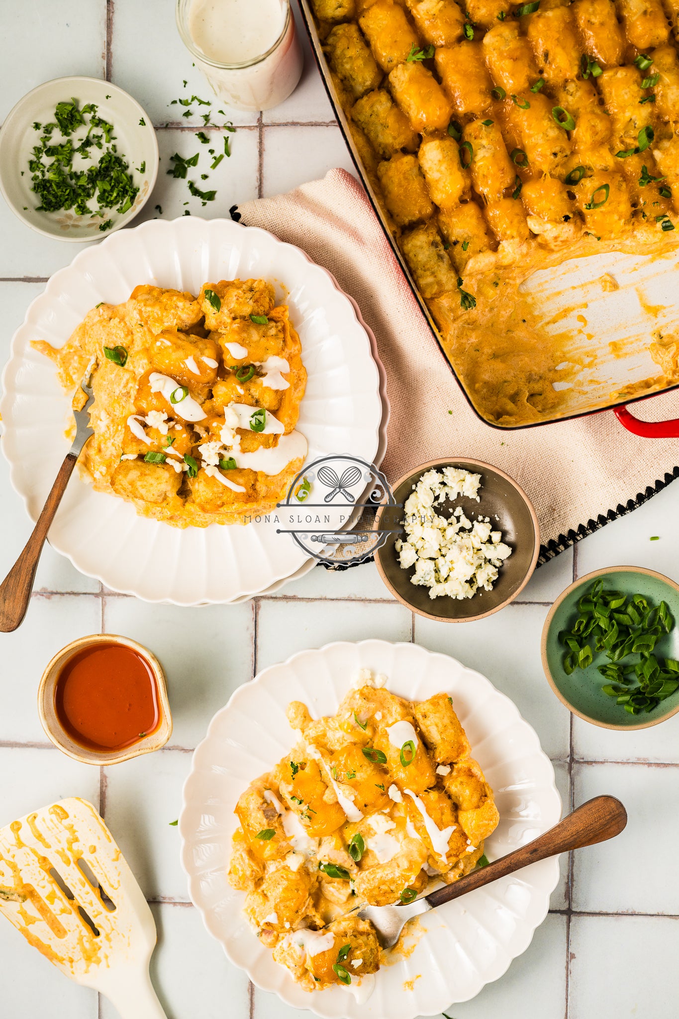 Buffalo Chicken Tater Tot Casserole