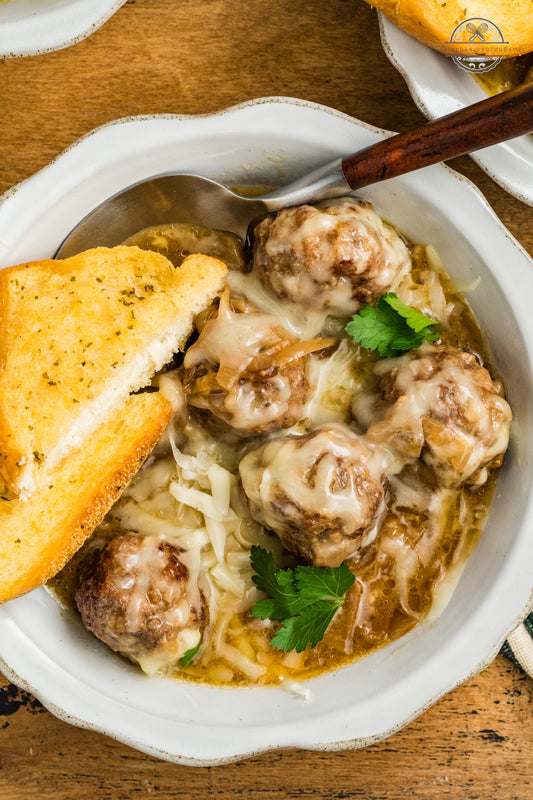 Crockpot French Onion Meatballs