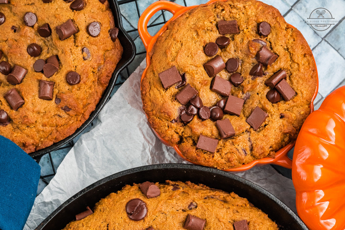 Pumpkin Chocolate Chip Skillet Cookie