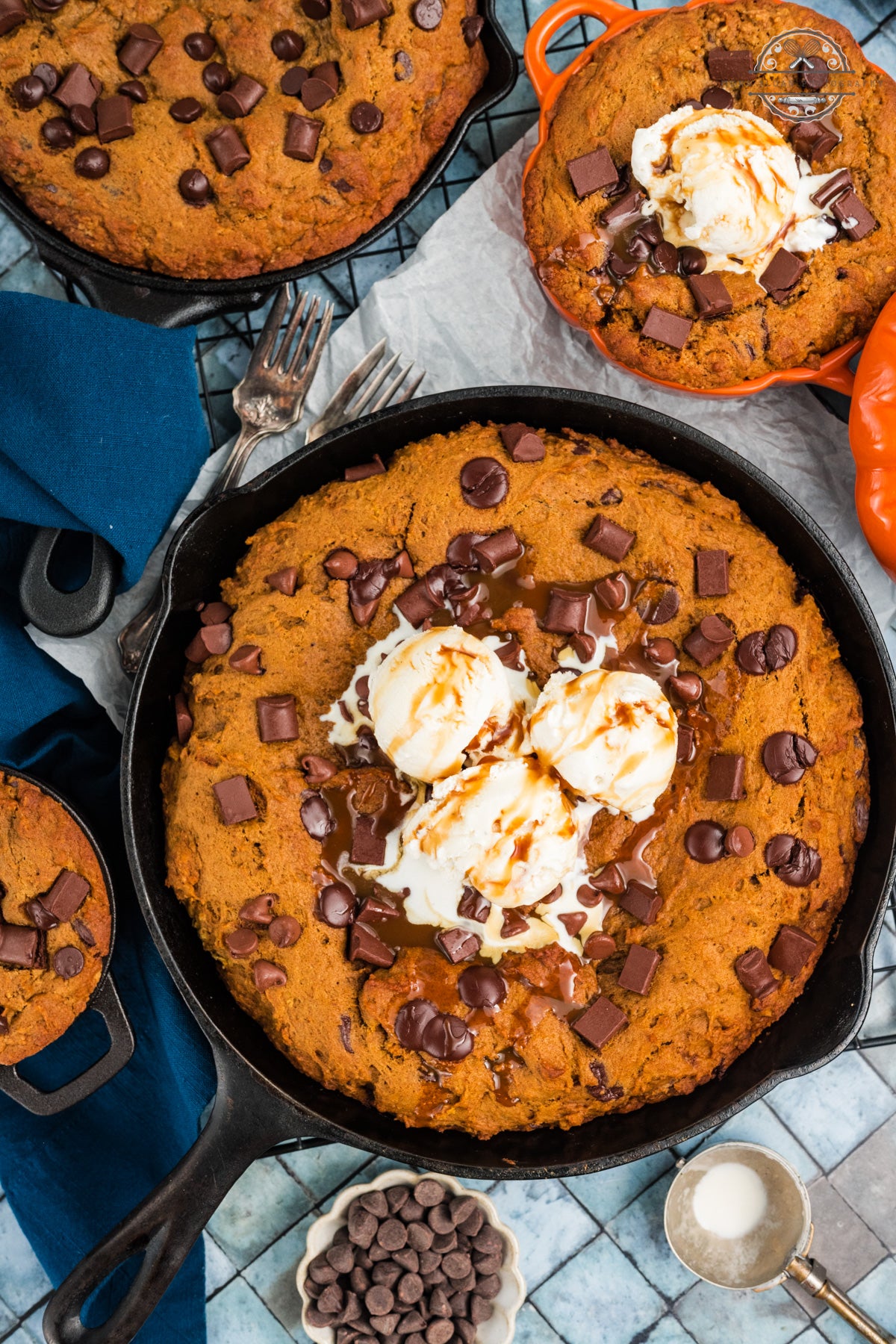 Pumpkin Chocolate Chip Skillet Cookie