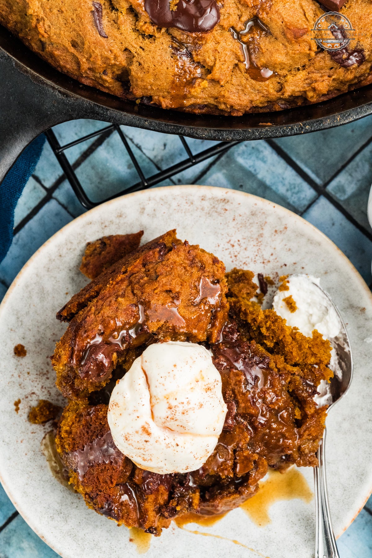 Pumpkin Chocolate Chip Skillet Cookie